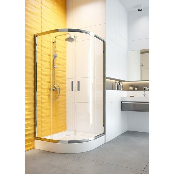 KOLMAN Komplettdusche Funkia Halbrund Duschkabine mit Duschwanne, BxT: 80x80 cm, Sicherheitsglas, 185 cm, Transparentes Glas, Ablaufgarnitur Gratis