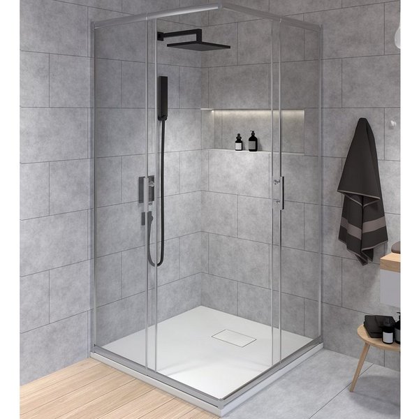 KOLMAN Komplettdusche VIDAR Weiß & Duschkabine Quadratisch HELA Chrom 80x80 190 cm, BxT: 80x80 cm, Transparentes Glas
