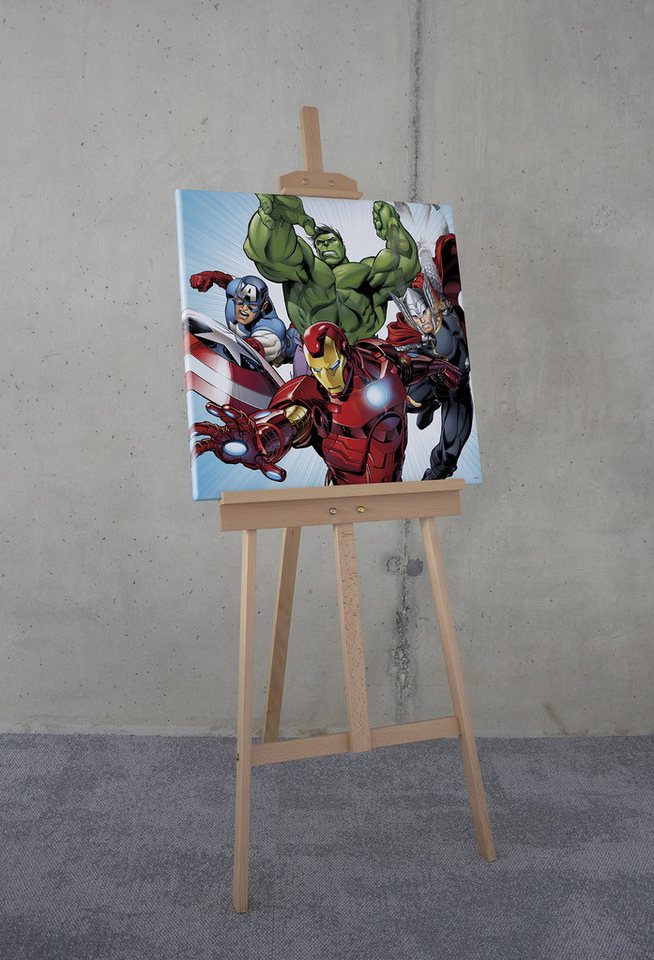 Komar Leinwandbild Marvel Avengers Teampower, Disney (1 St), 60 x 60 cm (Breite x Höhe) - Kinderzimmer, Dekoration – Bild 4 von 5