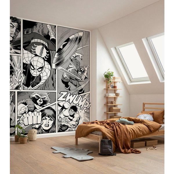 Komar Vliestapete Marvel Classic Comic Panel Monochrome, glatt, bedruckt, (1 St), Rolle mit 212 x 250 cm