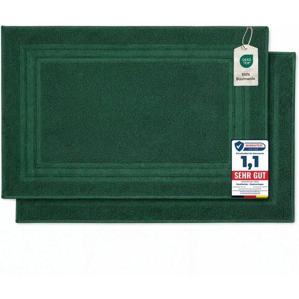 Komfortec Badematte Badvorleger aus 100% Baumwolle, 50x70 cm Duschvorleger, Waschbar Duschmatte, Frottee, Rechteckig, 600 g/m², 2er Set, Saugfähig & Schnelltroc