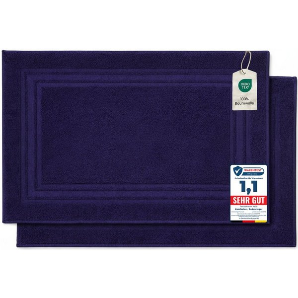 Komfortec Badematte Badvorleger aus 100% Baumwolle, 50x70 cm Duschvorleger, Waschbar Duschmatte, Frottee, Rechteckig, 600 g/m², 2er Set, Saugfähig & Schnelltroc