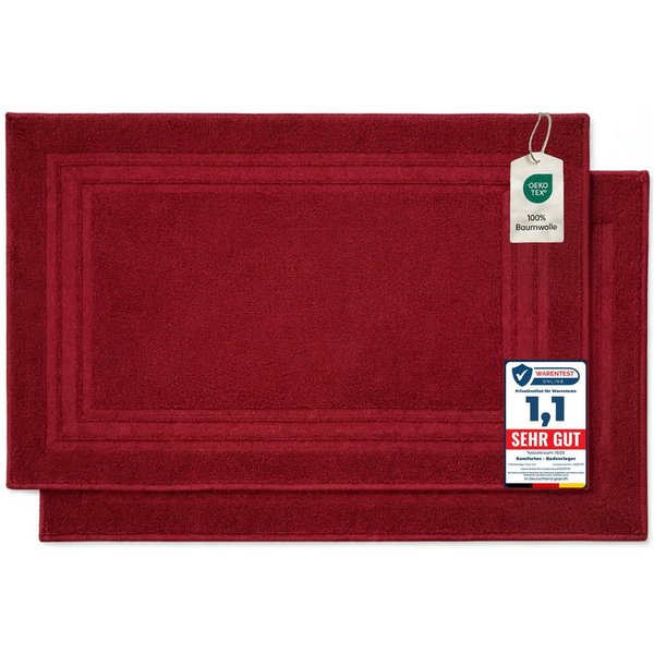 Komfortec Badematte Badvorleger aus 100% Baumwolle, 50x70 cm Duschvorleger, Waschbar Duschmatte, Frottee, Rechteckig, 600 g/m², 2er Set, Saugfähig & Schnelltroc