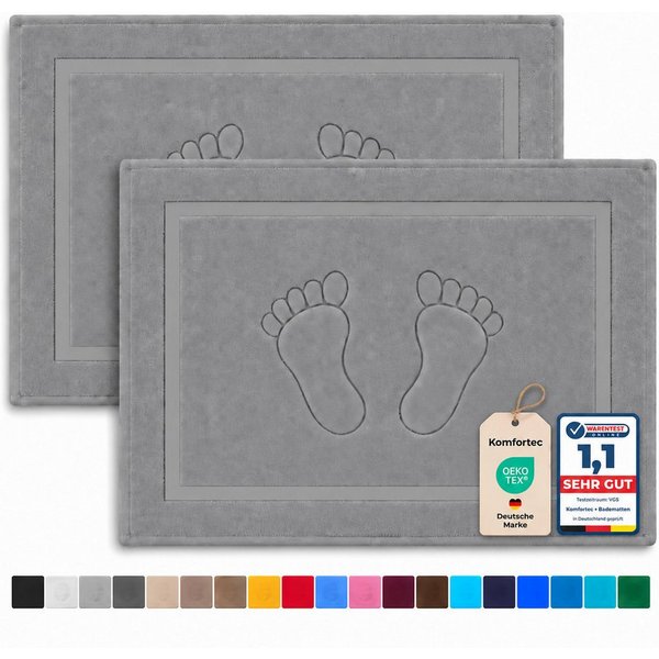 Komfortec Badematte Badvorleger aus 100% Baumwolle, Rechteckig, 800 g/m²