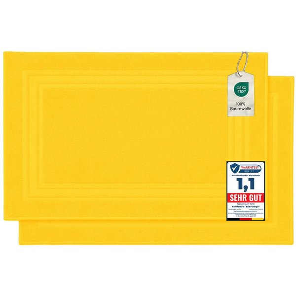 Komfortec Badematte Badvorleger aus 100% Baumwolle, Waschbar Duschmatte, Frottee, Rechteckig, 600 g/m², 2er Set, Saugfähig & Schnelltrocknend