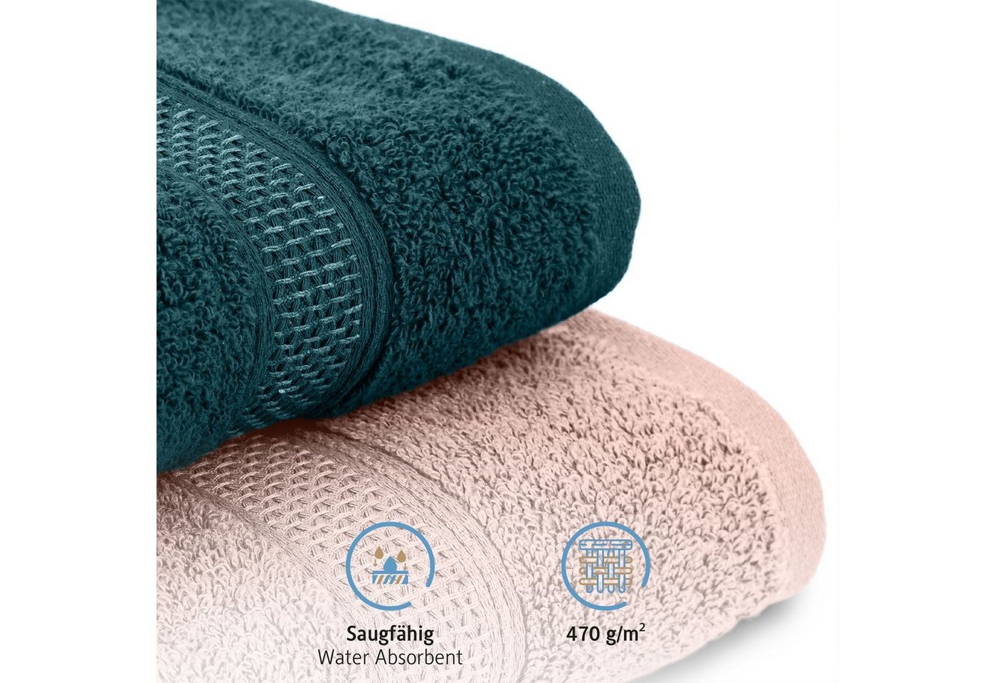 Komfortec Badetücher 100% Baumwolle, 470 g/m², Frottee (4-St), Handtücher 70x140 cm Set, Weich – Bild 4 von 5