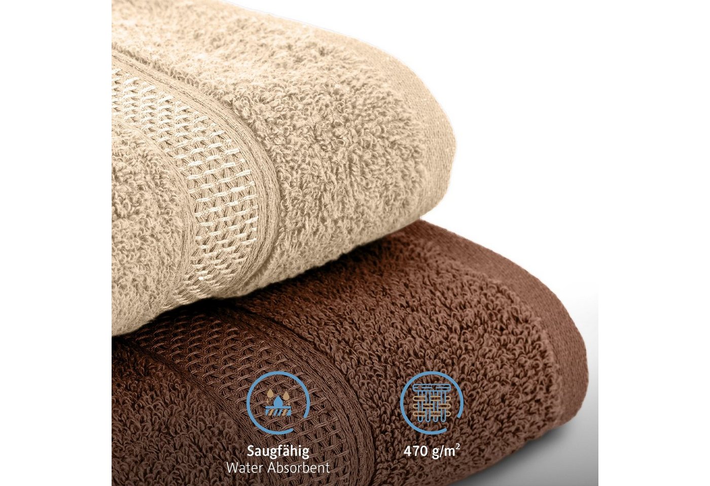 Komfortec Badetücher 100% Baumwolle, 470 g/m², Frottee (4-St), Handtücher 70x140 cm Set, Weich – Bild 4 von 5