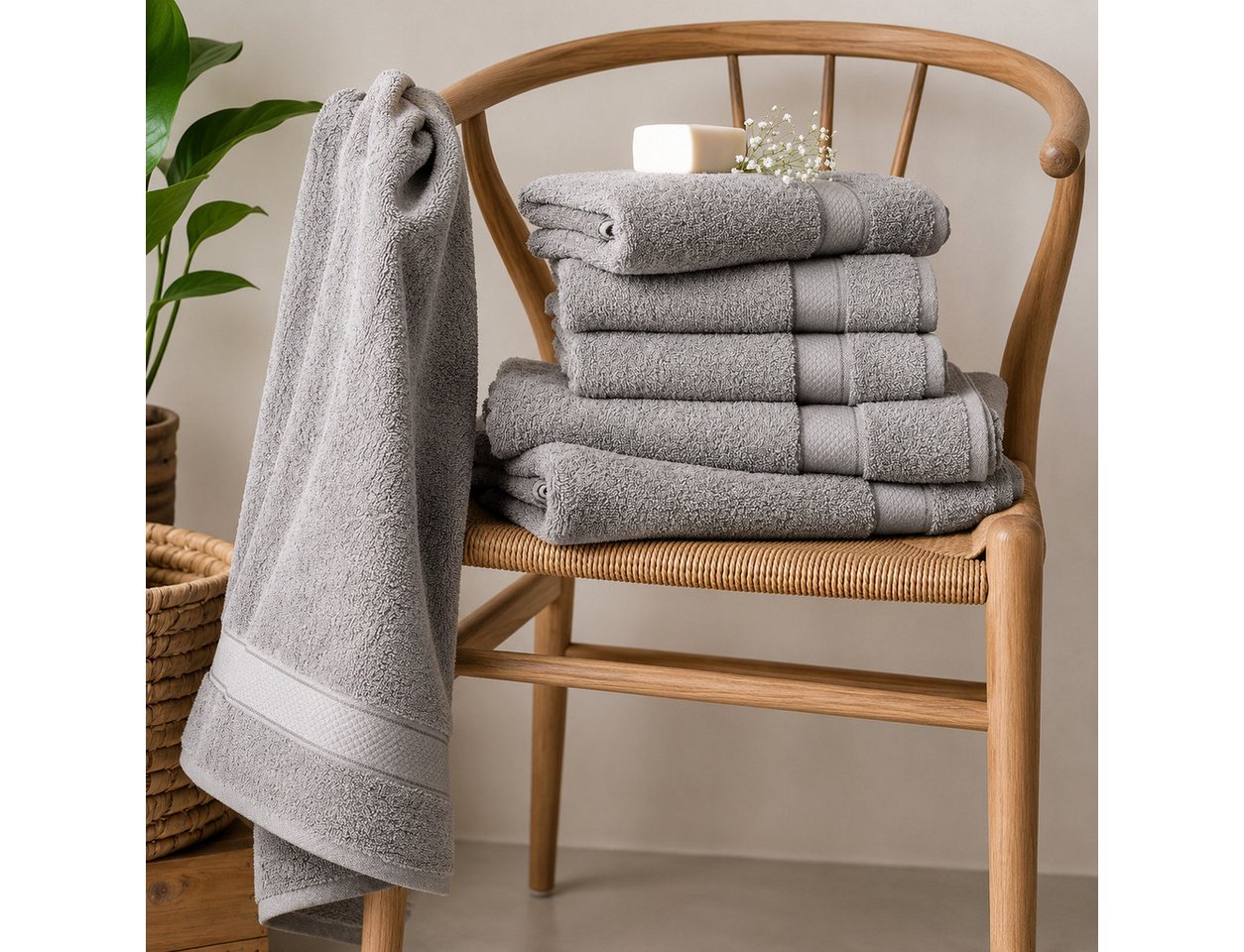Komfortec Badetücher 70x140 cm, 100% Baumwolle, 470 g/m², Frottee (2-St), Handtücher 70x140 cm Set, Weich – Bild 5 von 5