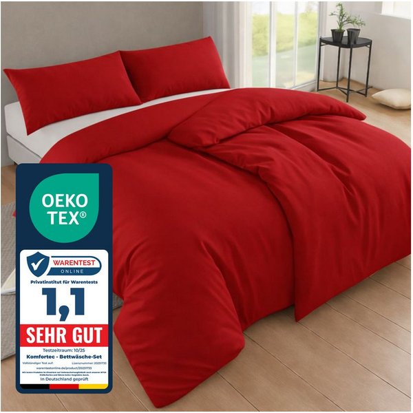 Komfortec Bettwäsche Premium, 135 x 200 bis 220 x 240 cm, 6 verschiedene Größen zur Auswahl, gebürstet 100% Mikrofaser, 4 teilig, Superweiches Bettwäsche-Set, K