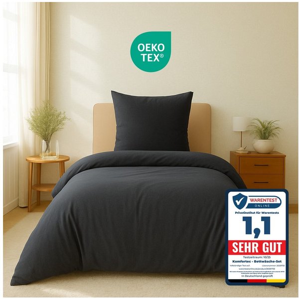 Komfortec Bettwäsche Premium, 135 x 200 bis 220 x 240 cm, 6 verschiedene Größen zur Auswahl, gebürstet 100% Mikrofaser, 2 teilig, Superweiches Bettwäsche-Set, K