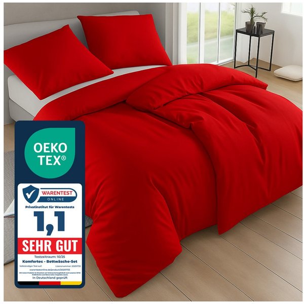 Komfortec Bettwäsche Premium, 135 x 200 bis 220 x 240 cm, 6 verschiedene Größen zur Auswahl, gebürstet 100% Mikrofaser, 4 teilig, Superweiches Bettwäsche-Set, K
