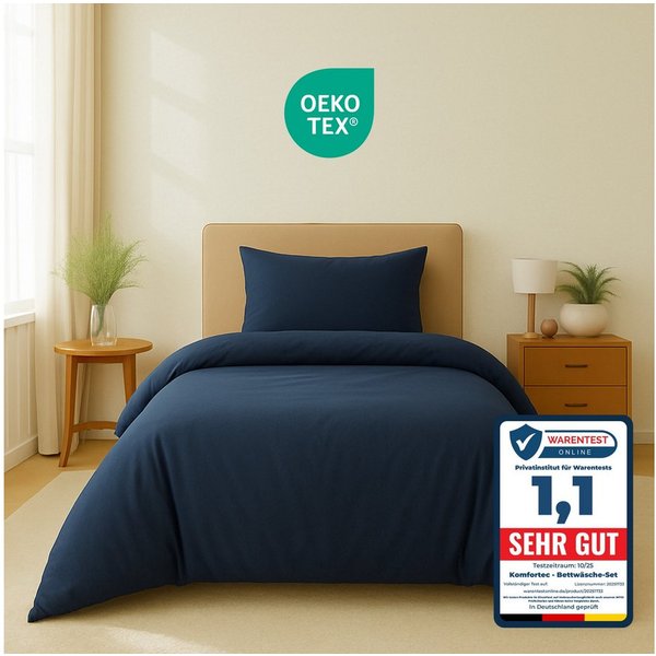 Komfortec Bettwäsche Premium, 135 x 200 bis 220 x 240 cm, 6 verschiedene Größen zur Auswahl, gebürstet 100% Mikrofaser, 2 teilig, Superweiches Bettwäsche-Set, K