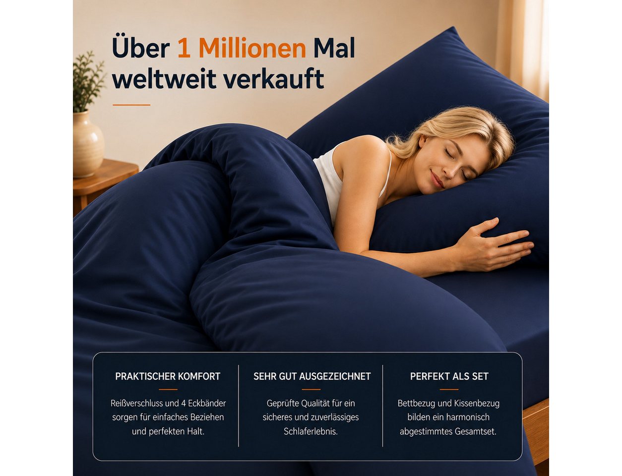 Komfortec Bettwäsche Premium, 135 x 200 bis 220 x 240 cm, 6 verschiedene Größen zur Auswahl, gebürstet 100% Mikrofaser, 2 teilig, Superweiches Bettwäsche-Set, K – Bild 2 von 5