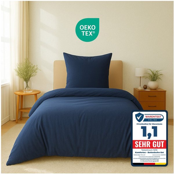 Komfortec Bettwäsche Premium, 135 x 200 bis 220 x 240 cm, 6 verschiedene Größen zur Auswahl, gebürstet 100% Mikrofaser, 2 teilig, Superweiches Bettwäsche-Set, K