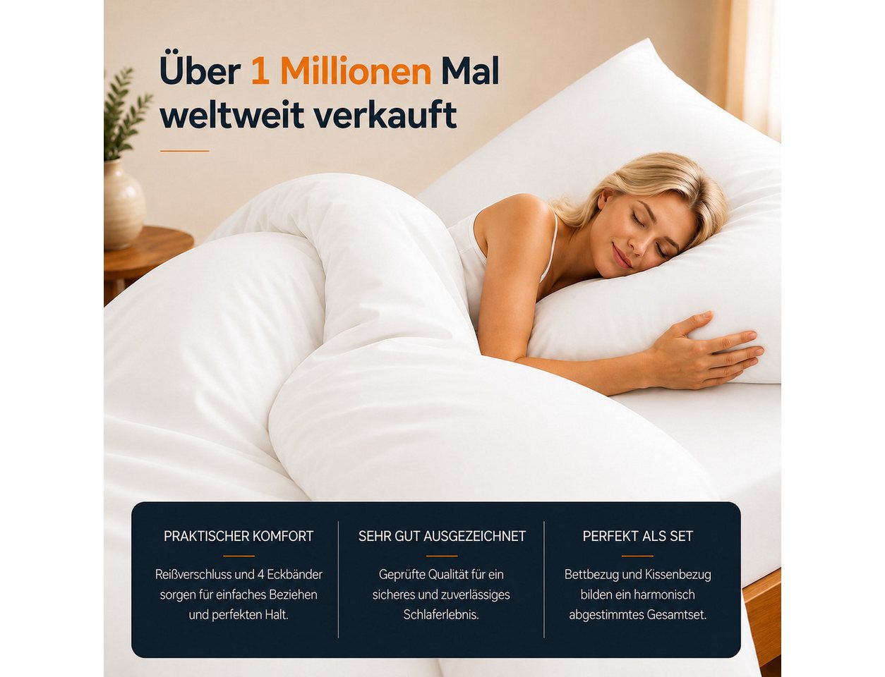 Komfortec Bettwäsche Premium, 135 x 200 bis 220 x 240 cm, 6 verschiedene Größen zur Auswahl, gebürstet 100% Mikrofaser, 2 teilig, Superweiches Bettwäsche-Set, K – Bild 2 von 5