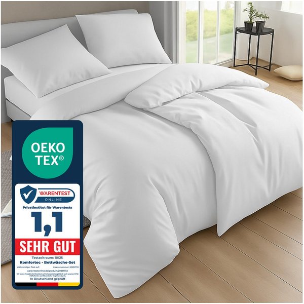 Komfortec Bettwäsche Premium, 135 x 200 bis 220 x 240 cm, 6 verschiedene Größen zur Auswahl, gebürstet 100% Mikrofaser, 4 teilig, Superweiches Bettwäsche-Set, K
