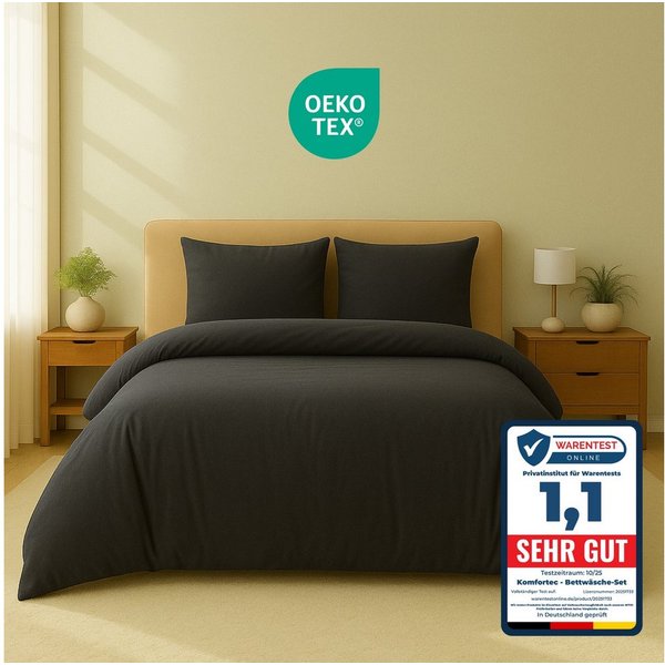Komfortec Bettwäsche Premium, 135 x 200 bis 220 x 240 cm, 6 verschiedene Größen zur Auswahl, gebürstet 100% Mikrofaser, 3 teilig, Superweiches Bettwäsche-Set, K