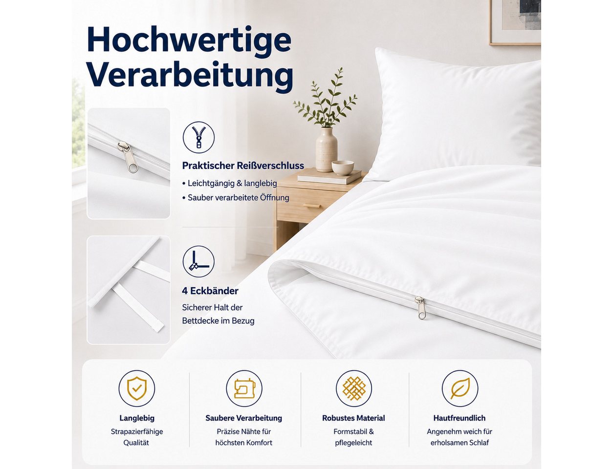 Komfortec Bettwäsche Premium, 135 x 200 bis 220 x 240 cm, 6 verschiedene Größen zur Auswahl, gebürstet 100% Mikrofaser, 2 teilig, Superweiches Bettwäsche-Set, K – Bild 5 von 5