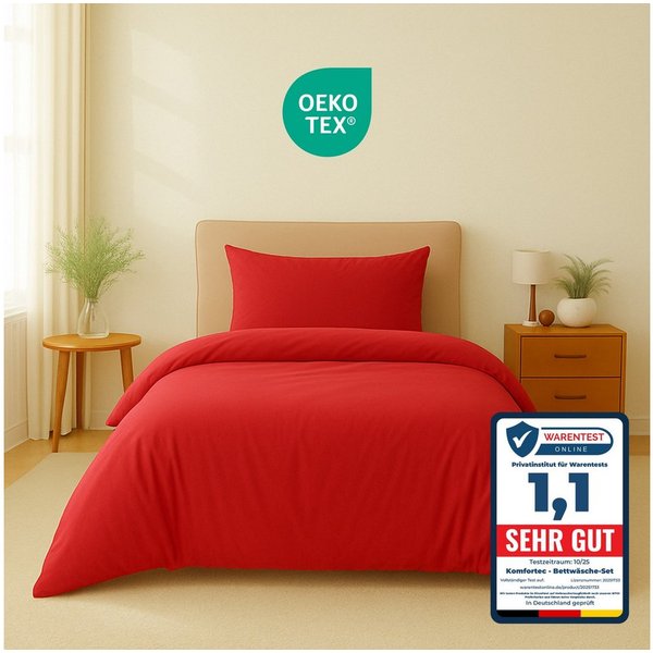 Komfortec Bettwäsche Premium, 135 x 200 bis 220 x 240 cm, 6 verschiedene Größen zur Auswahl, gebürstet 100% Mikrofaser, 2 teilig, Superweiches Bettwäsche-Set, K