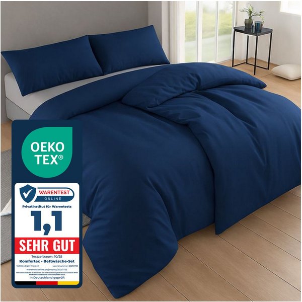 Komfortec Bettwäsche Premium, 135 x 200 bis 220 x 240 cm, 6 verschiedene Größen zur Auswahl, gebürstet 100% Mikrofaser, 4 teilig, Superweiches Bettwäsche-Set, K