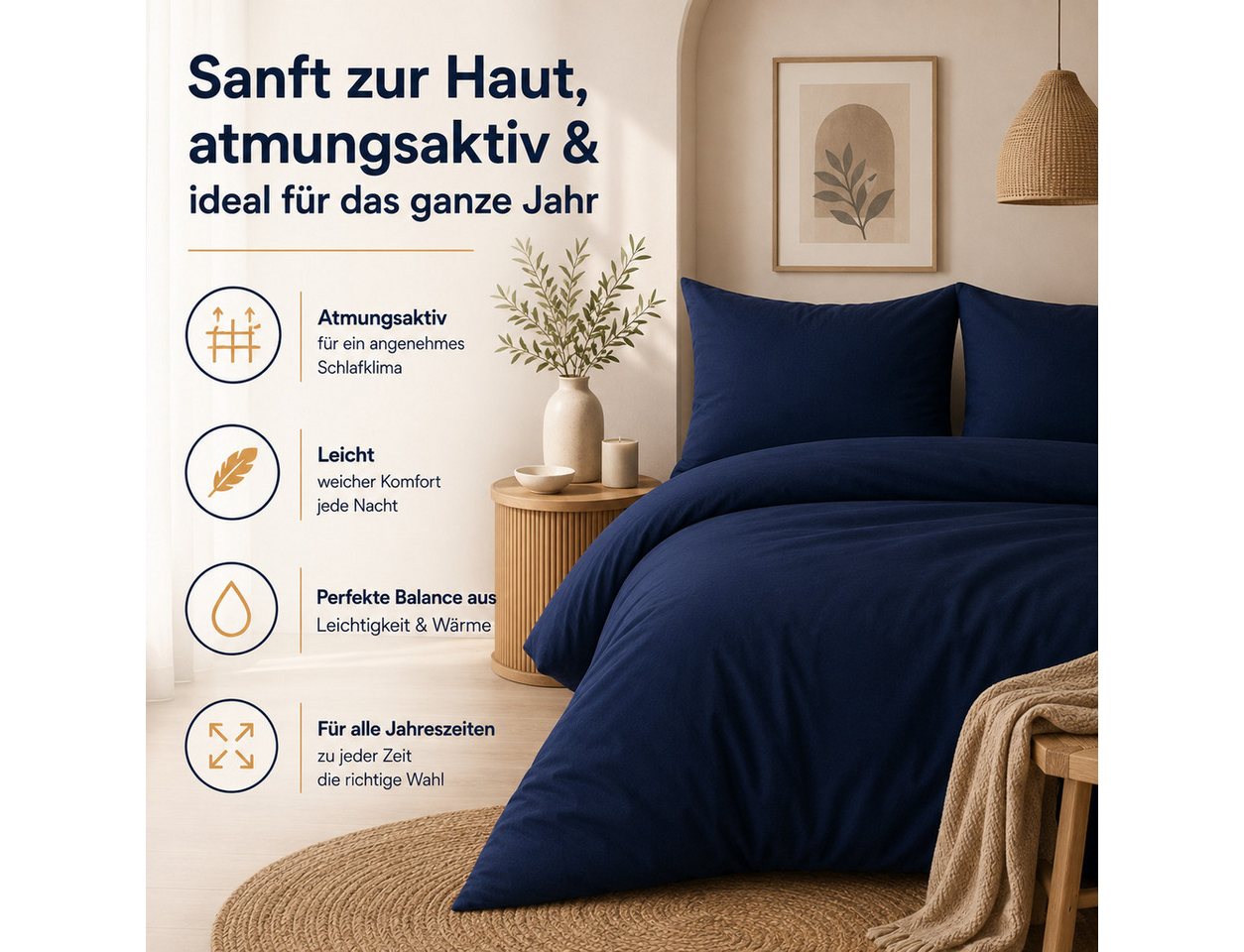 Komfortec Bettwäsche Premium, 135 x 200 bis 220 x 240 cm, 6 verschiedene Größen zur Auswahl, gebürstet 100% Mikrofaser, 4 teilig, Superweiches Bettwäsche-Set, K – Bild 3 von 5