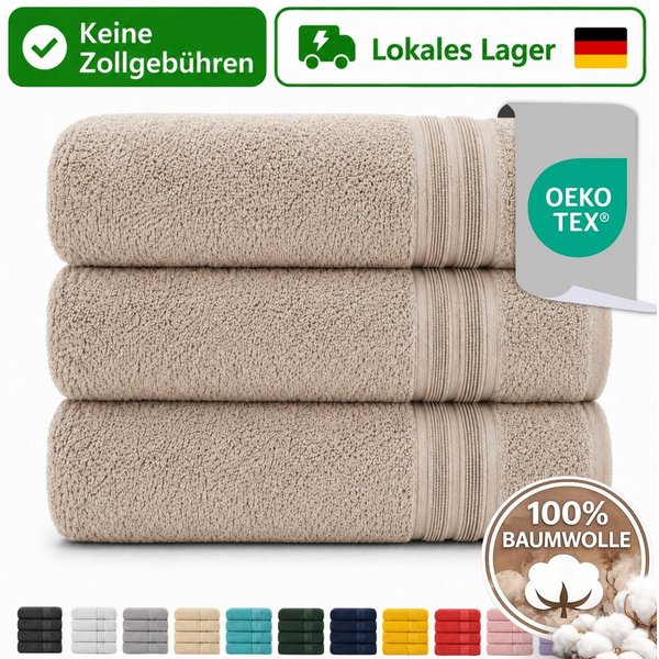 Komfortec Handtuch Set 3er Set 100% Baumwolle, weich & saugfähig, 470g/m², Frottee (3-St)