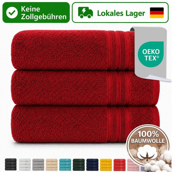 Komfortec Handtuch Set 3er Set 100% Baumwolle, weich & saugfähig, 470g/m², Frottee (3-St)