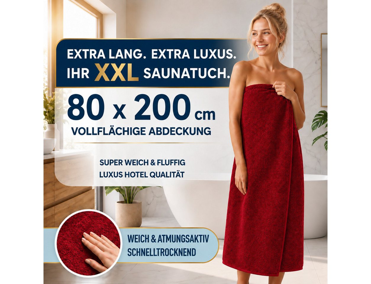 Komfortec Handtuch Set 3er Set 100% Baumwolle, weich & saugfähig, 470g/m², Frottee (3-St) – Bild 4 von 5