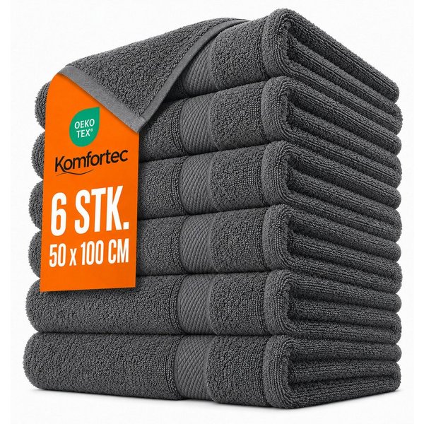 Komfortec Handtuch Set 50x100 cm, 100% Baumwolle, 470 g/m², Frottee (6-St), Badetücher 50x100 cm Set, Weich