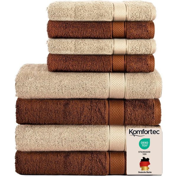 Komfortec Handtuch Set aus 100% Baumwolle, 4 Handtücher 50x100 cm und 4 Badetücher 70x140 cm, Frottee (Packung, 8-St), Duschtücher & Badehandtuch, Weich, Towel,