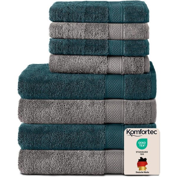 Komfortec Handtuch Set aus 100% Baumwolle, 4 Handtücher 50x100 cm und 4 Badetücher 70x140 cm, Frottee (Packung, 8-St), Duschtücher & Badehandtuch, Weich, Towel,