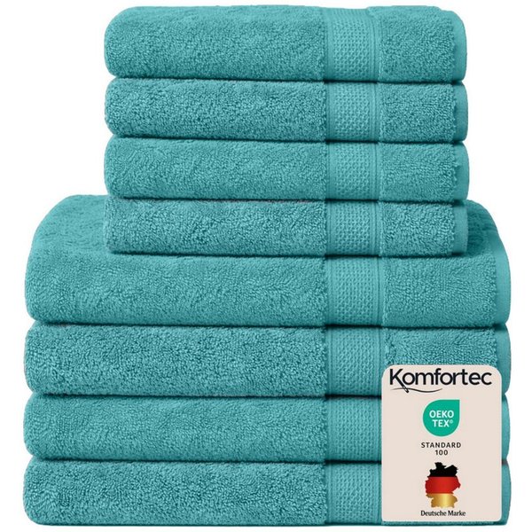 Komfortec Handtuch Set aus 100% Baumwolle, 4 Handtücher 50x100 cm und 4 Badetücher 70x140 cm, Frottee (Packung, 8-St), Duschtücher & Badehandtuch, Weich, Towel,