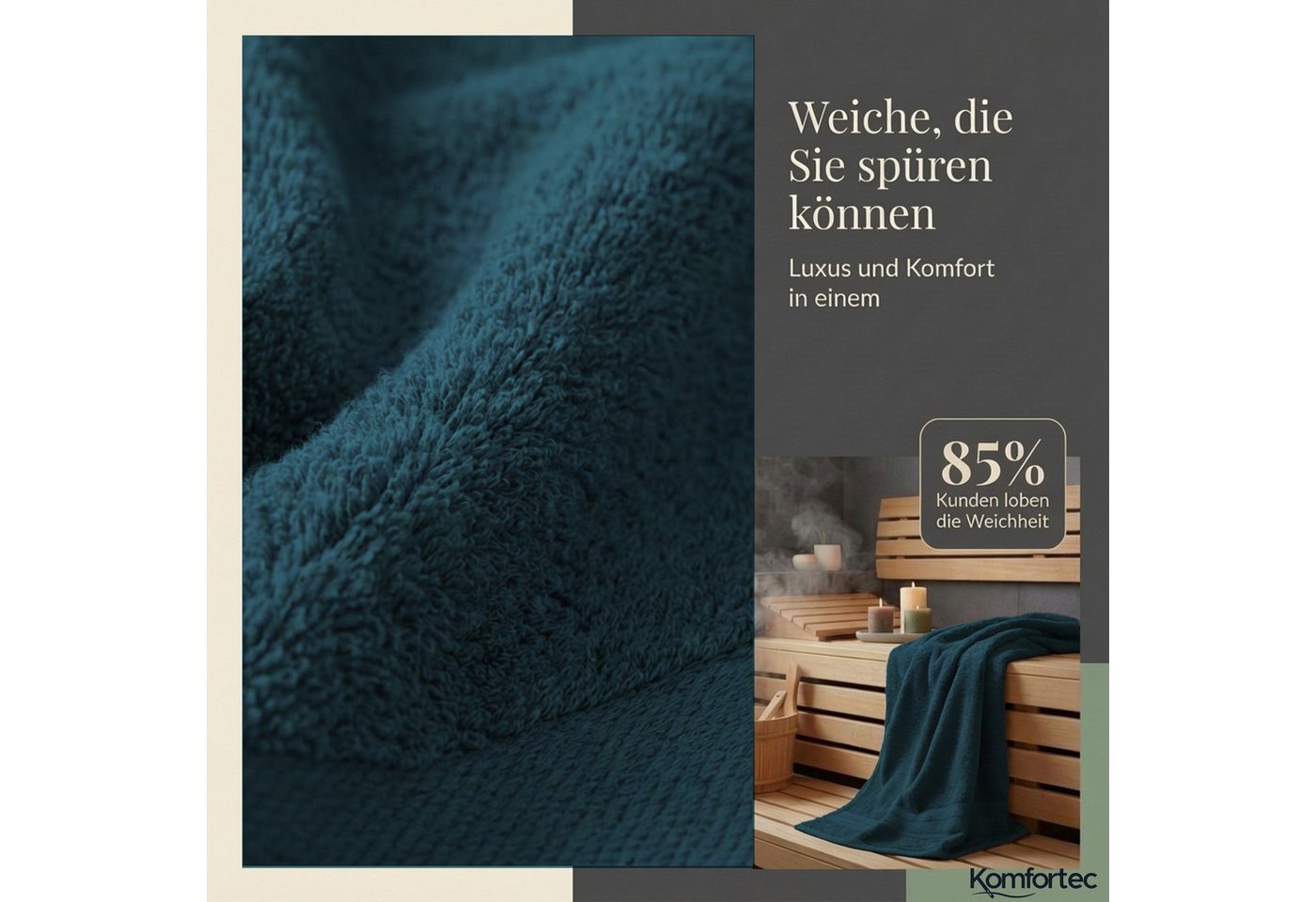 Komfortec Handtuch Set aus 100% Baumwolle, 4 Handtücher 50x100 cm und 4 Badetücher 70x140 cm, Frottee (Packung, 8-St), Duschtücher & Badehandtuch, Weich, Towel, – Bild 2 von 5