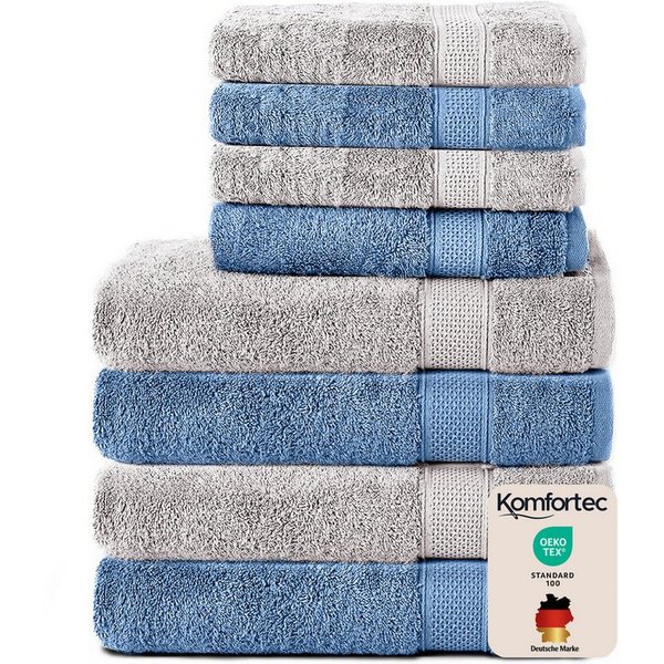 Komfortec Handtuch Set aus 100% Baumwolle, 4 Handtücher 50x100 cm und 4 Badetücher 70x140 cm, Frottee (Packung, 8-St), Duschtücher & Badehandtuch, Weich, Towel,