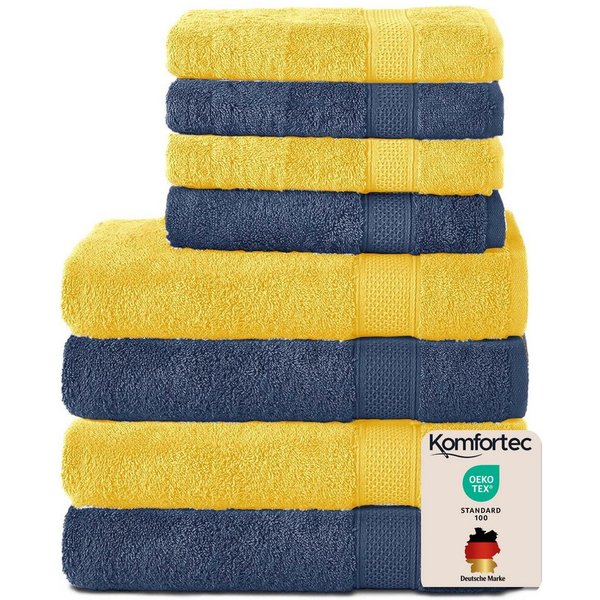 Komfortec Handtuch Set aus 100% Baumwolle, 4 Handtücher 50x100 cm und 4 Badetücher 70x140 cm, Frottee (Packung, 8-St), Duschtücher & Badehandtuch, Weich, Towel,