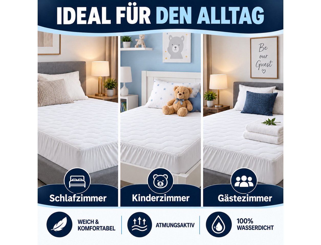 Matratzenschoner 100 g/m², 90x200, 120x200, 140x200, 160x200, 180x200 oder 200x200 cm Komfortec, 1 oder 2 Stück Wasserdichter Matratzenauflage – Bild 4 von 5