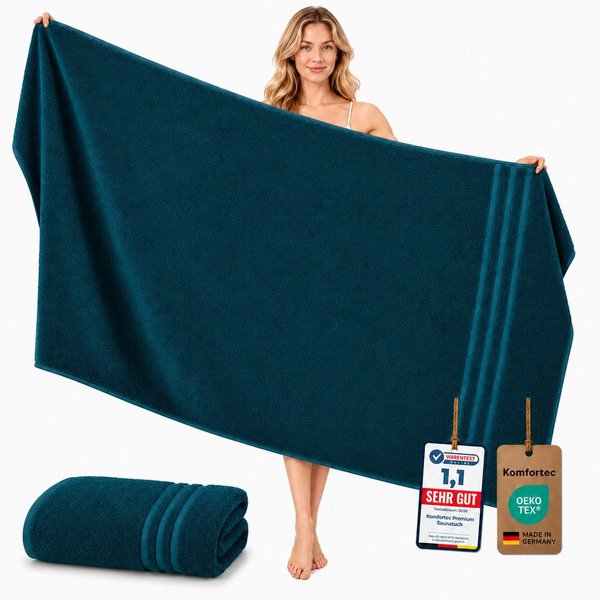 Komfortec Saunatuch 100x200 Extra Große XXL Premium Saunatuch, Unifarben (1-St), extra Große XXL, Schnelltrocknend, Frottee, Weich, Baumwolle