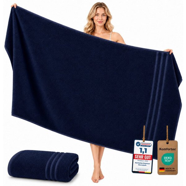Komfortec Saunatuch 100x200 Extra Große XXL Premium Saunatuch, Unifarben (1-St), extra Große XXL, Schnelltrocknend, Frottee, Weich, Baumwolle