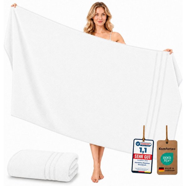 Komfortec Saunatuch 100x200 Extra Große XXL Premium Saunatuch, Unifarben (1-St), extra Große XXL, Schnelltrocknend, Frottee, Weich, Baumwolle