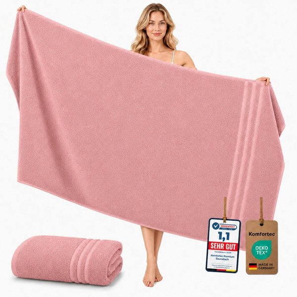 Komfortec Saunatuch 100x200 Extra Große XXL Premium Saunatuch, Unifarben (1-St), extra Große XXL, Schnelltrocknend, Frottee, Weich, Baumwolle