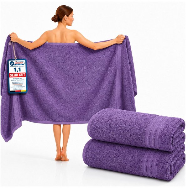 Komfortec Saunatuch 2er Set extra Große - Premium Badetuch - 80x200 XXL, Frottee (2-St), extra Große, 100% Baumwolle, Weich, Schnelltrocknend
