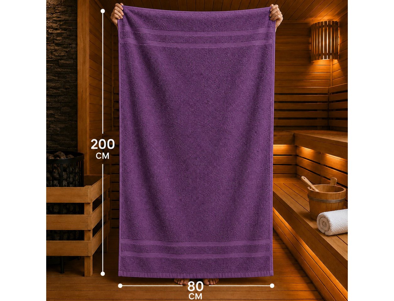 Komfortec Saunatuch 2er Set extra Große - Premium Badetuch - 80x200 XXL, Frottee (2-St), extra Große, 100% Baumwolle, Weich, Schnelltrocknend – Bild 2 von 5