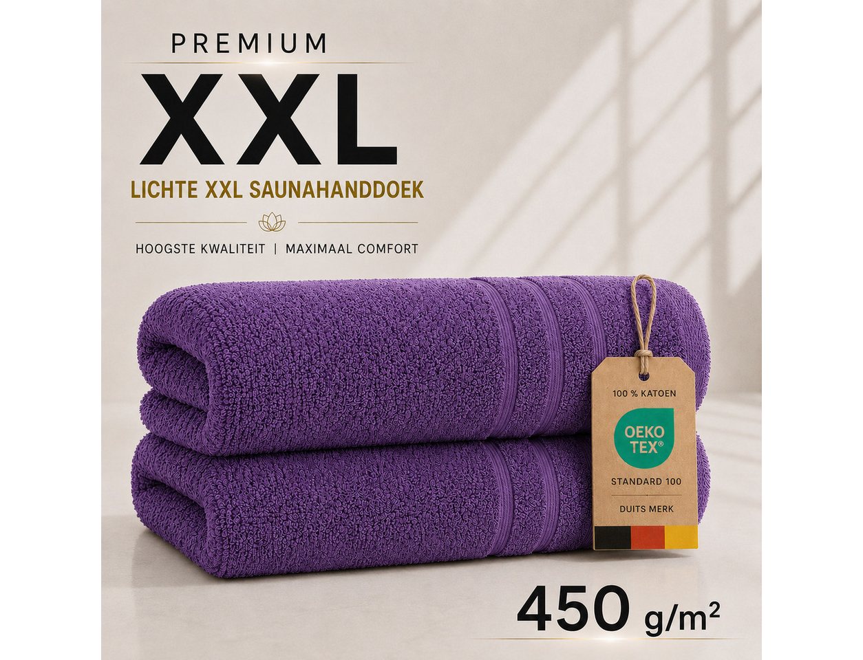 Komfortec Saunatuch 2er Set extra Große - Premium Badetuch - 80x200 XXL, Frottee (2-St), extra Große, 100% Baumwolle, Weich, Schnelltrocknend – Bild 3 von 5