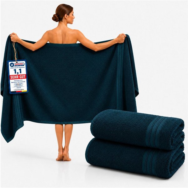 Komfortec Saunatuch 2er Set extra Große - Premium Badetuch - 80x200 XXL, Frottee (2-St), extra Große, 100% Baumwolle, Weich, Schnelltrocknend