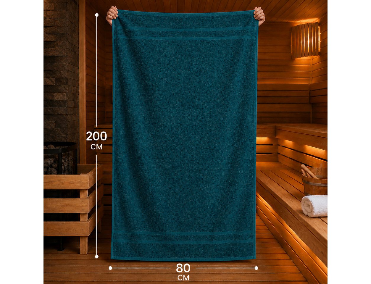 Komfortec Saunatuch 2er Set extra Große - Premium Badetuch - 80x200 XXL, Frottee (2-St), extra Große, 100% Baumwolle, Weich, Schnelltrocknend – Bild 2 von 5