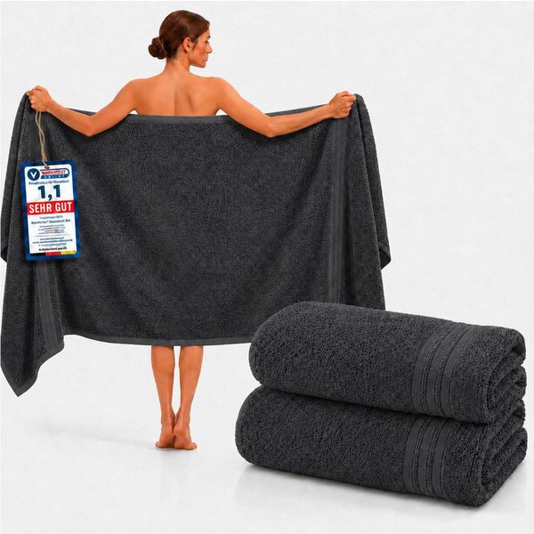 Komfortec Saunatuch 2er Set extra Große - Premium Badetuch - 80x200 XXL, Frottee (2-St), extra Große, 100% Baumwolle, Weich, Schnelltrocknend