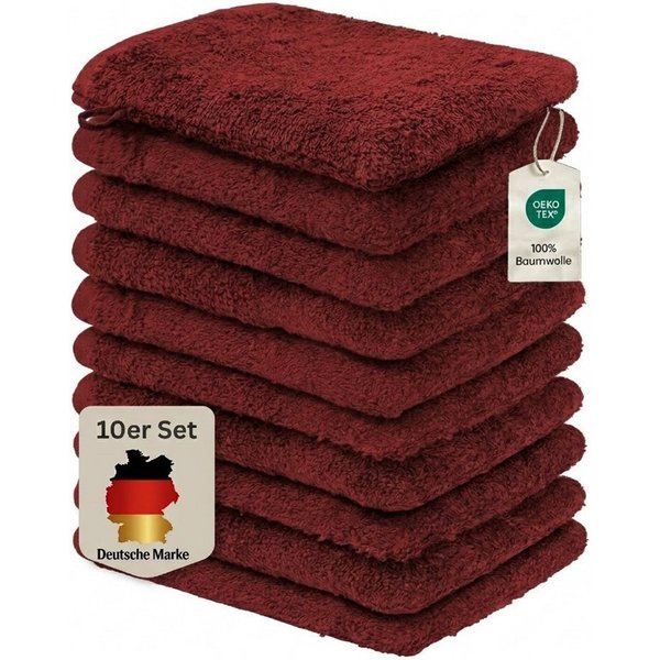 Komfortec Waschhandschuh 10er Set, Waschlappen, Saugfähig & Hautfreundlich, (Set, 10-St), Weich, 100% Baumwolle, 16x21 cm