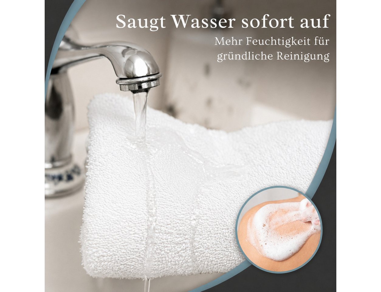 Komfortec Waschhandschuh 10er Set, Waschlappen, Saugfähig & Hautfreundlich, (Set, 10-St), Weich, 100% Baumwolle, 16x21 cm – Bild 3 von 5