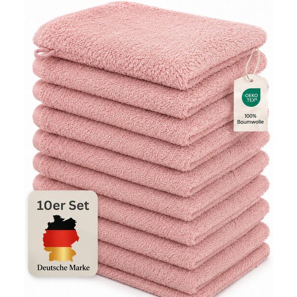 Komfortec Waschhandschuh 10er Set, Waschlappen, Saugfähig & Hautfreundlich, (Set, 10-St), Weich, 100% Baumwolle, 16x21 cm