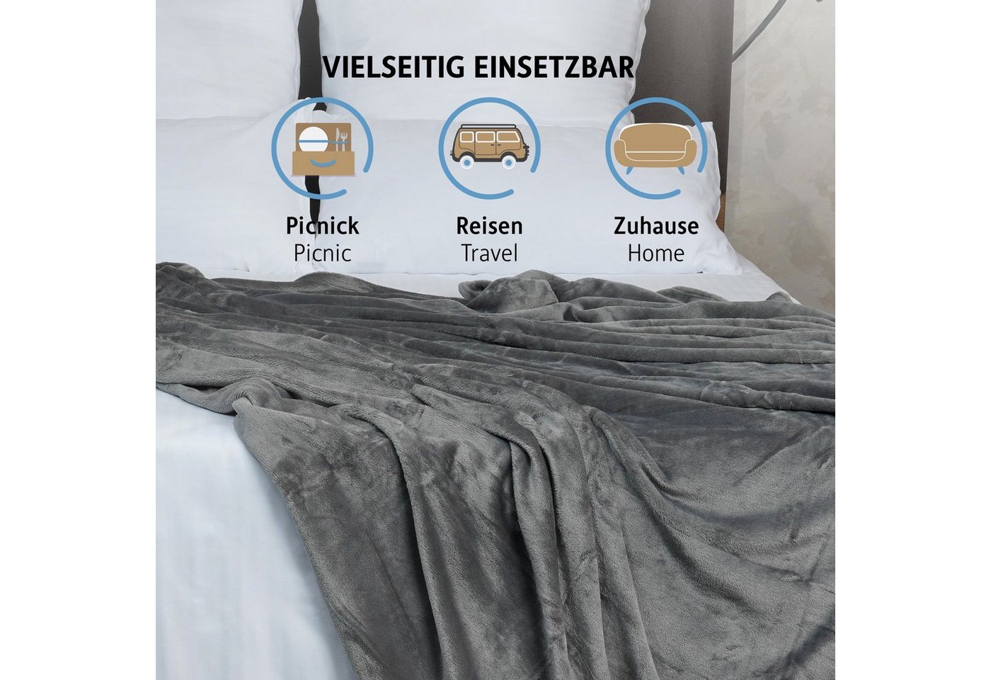 Wohndecke Sherpa Fleecedecke, Oeko-TEX Zertifizierte, Komfortec, Flauschig Kuscheldecke, warm Sherpa Sofaüberwurf, Dick Sofadecke – Bild 5 von 5